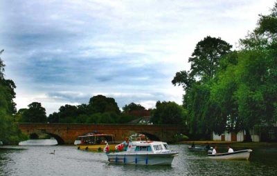 Boats Near Clopton Bridge at Stratford-on-Avon